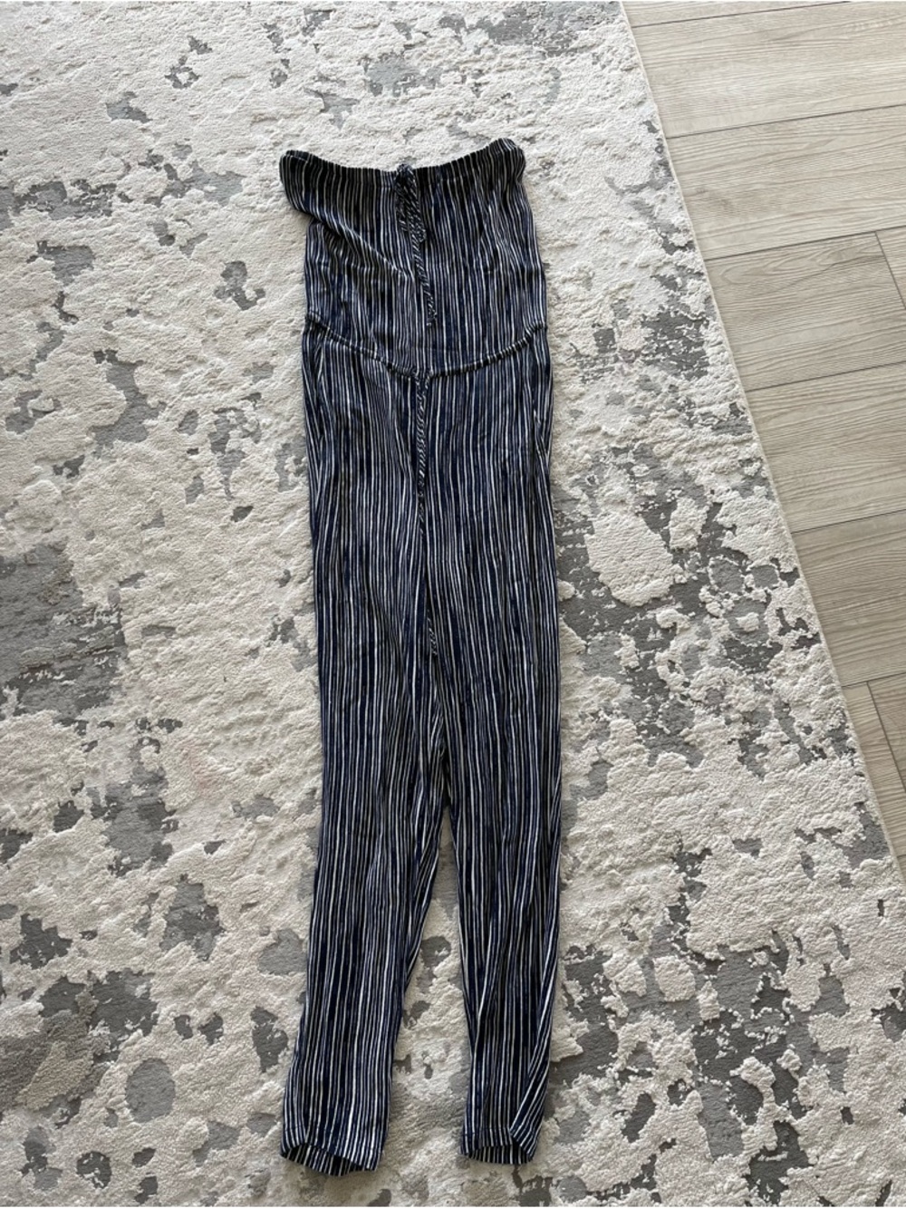Striped Navy Strapless Jumpsuit